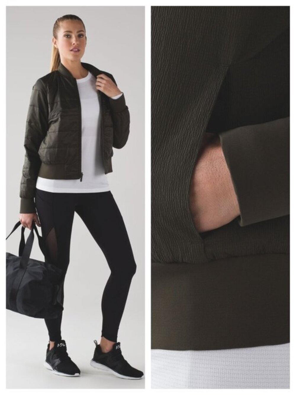 Lululemon Non-Stop Bomber *Reversible 10 Olive Green
